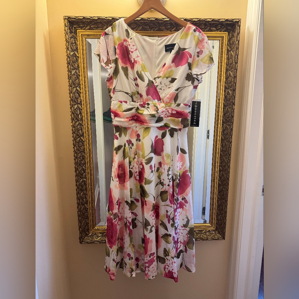 Floral Pink and Green Women's Dress